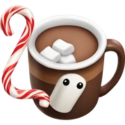  Mug of hot chocolate with marshmallows and a candy cane  sticker