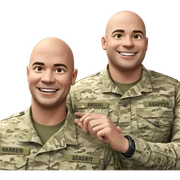 military boys sharing a grin sticker