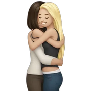 woman brunette hugging woman blonde sticker