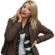 blonde girl with cellphone outdoors sticker