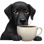 black dog drinking coffee  sticker