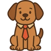 flat toon style dog wearing a tie sticker