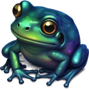 Dark iridescent frog glowing sticker