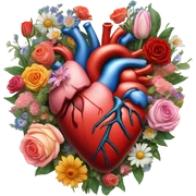 Anatomical hart with flowers sticker