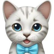 Cat with a baby blue bow sticker