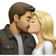 Brunette man kissing blonde woman sticker