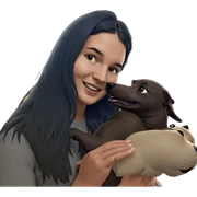 happy girl with dog indoors sticker