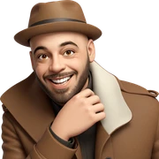 smiling boy in brown coat sticker