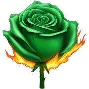 Burning green rose sticker