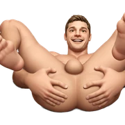 smiling male on bed sticker