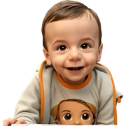 smiling boy indoors with brown hair sticker