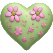 pistachio green Color heart decorated with pink flowers sticker