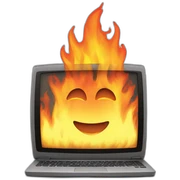 Computer-on-fire sticker