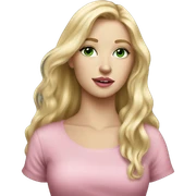 Portrait of a Beautiful blond girl with long hair with green eyes and pink lips  sticker