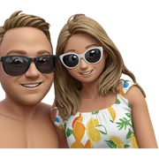 happy couple in summer style sticker
