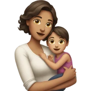 brunette girl with a small child in her arms sticker