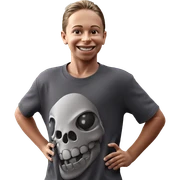 smiling boy with skull shirt sticker