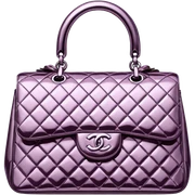 rendering, metallic foil glittering appearance, Chanel bag sticker