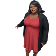 girl in red dress by car sticker