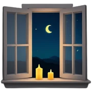 window at night with candle sticker