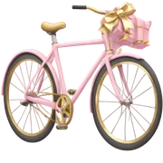 Light pink bike with gold bow sticker