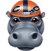 Hippo wearing Chicago bears helmet sticker