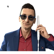 blue jacket style with sunglasses sticker