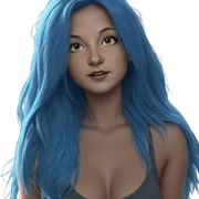 blue haired girl portrait sticker