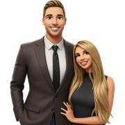 smiling couple in cityscape sticker