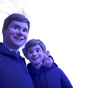 boys smiling by bare tree sticker