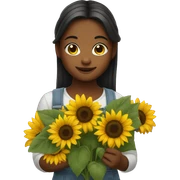 Girl holding sunflowers  sticker