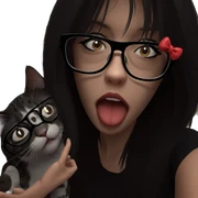 girl with cat and glasses sticker