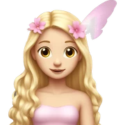 Beautiful, flower, fairy, light pink, long blond hair, big wings, fair skin sticker