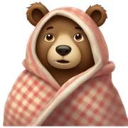 bear cozy in blanket sticker