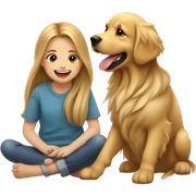 girl and golden retriever sticker