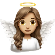 Little angel white girl with long brown hair sticker