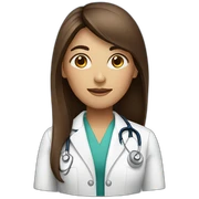 Female brown long straight hair Doctor sticker
