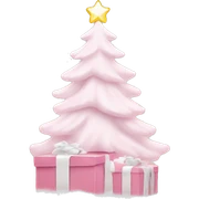 Light pink Christmas gifts under a white Christmas tree  sticker
