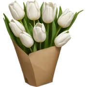 White tulips in brown paper sticker