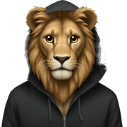 Lion wearing a black hoodie sticker