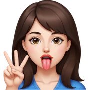 brunette girl sticking tongue out in between peace sign  sticker