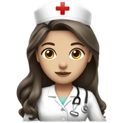 brunette long hair nurse, fair skin, black eyes sticker