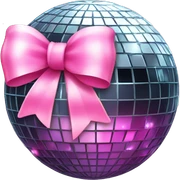 Disco ball with pink bow sticker