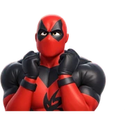 muscular hero in red bodysuit sticker
