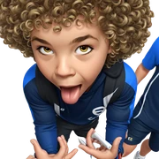boy in sportswear looking up sticker