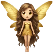 big wings, Beautiful, fairy, gold, brown, long hair sticker