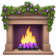 Purple fireplace with garland sticker