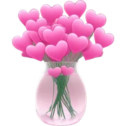 10000000 huge pink hearts on stems in a clear glass vase sticker