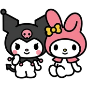 Kuromi and My Melody together, outlined, cute details sticker