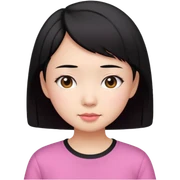 Asian girl wearing pink shirt short black hair sticker